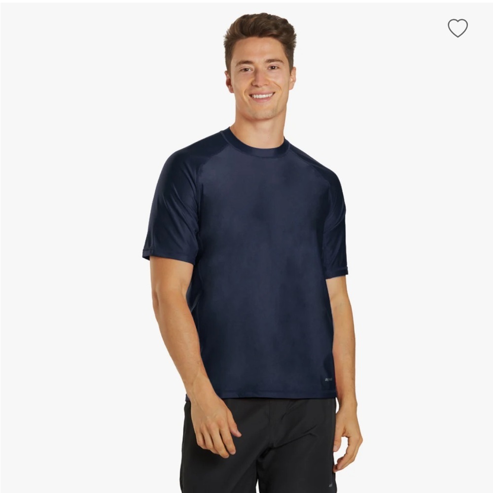 SPORTI UPF 50+ Swim Rash guard Comfort Fit Short Sleeve T-Shirt navy blue medium